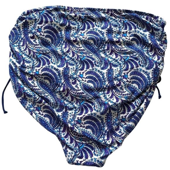 J. Crew Reimagined Plus Size 2X Ruched Swim Bikini Bottoms High Rise Paisley - Picture 7 of 12